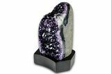 Deep Purple Amethyst Geode With Wood Base - Uruguay #342786-1